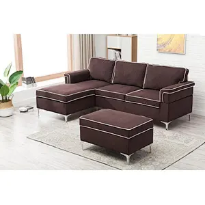 Black comfortable breathable leather with reasonable pull buckle design healthy sponge cushion storage corner sofa