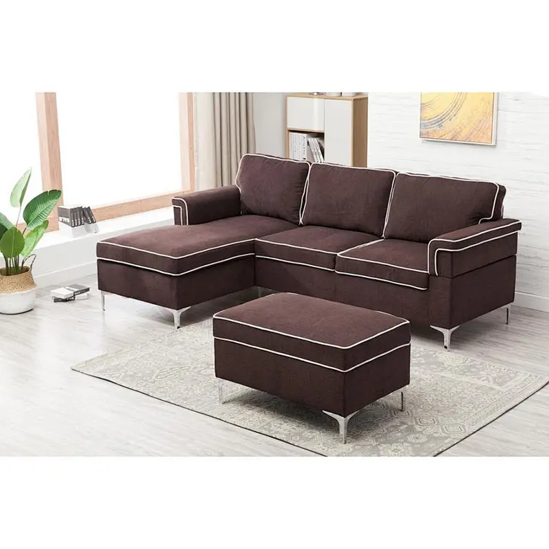 Black comfortable breathable leather with reasonable pull buckle design healthy sponge cushion storage corner sofa