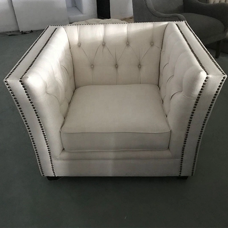2019 New Product Living Room Pull Buckle Sofa Modern Velvet Fabric Sturdy Leg Sofa