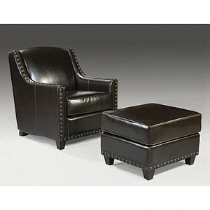 Antique Elderly Chair Lounge Leather Nail With Ottoman Chair