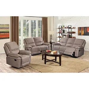 Hot selling Modern style living room health with rolling rope Advanced gray high quality leather recliner sofa set