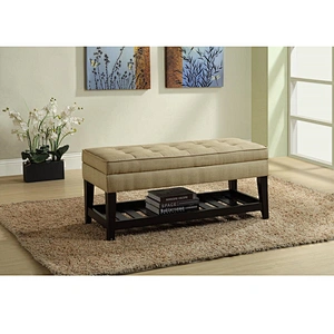 Frank Furniture European Style Upholstery Ottoman Stool Storage Wooden Base Ottoman Storage Bench