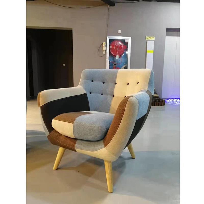 Frank Furniture European Style Chair Office Comfortable Pull Back Relax Chair Patchwork Fabric Arm Chair
