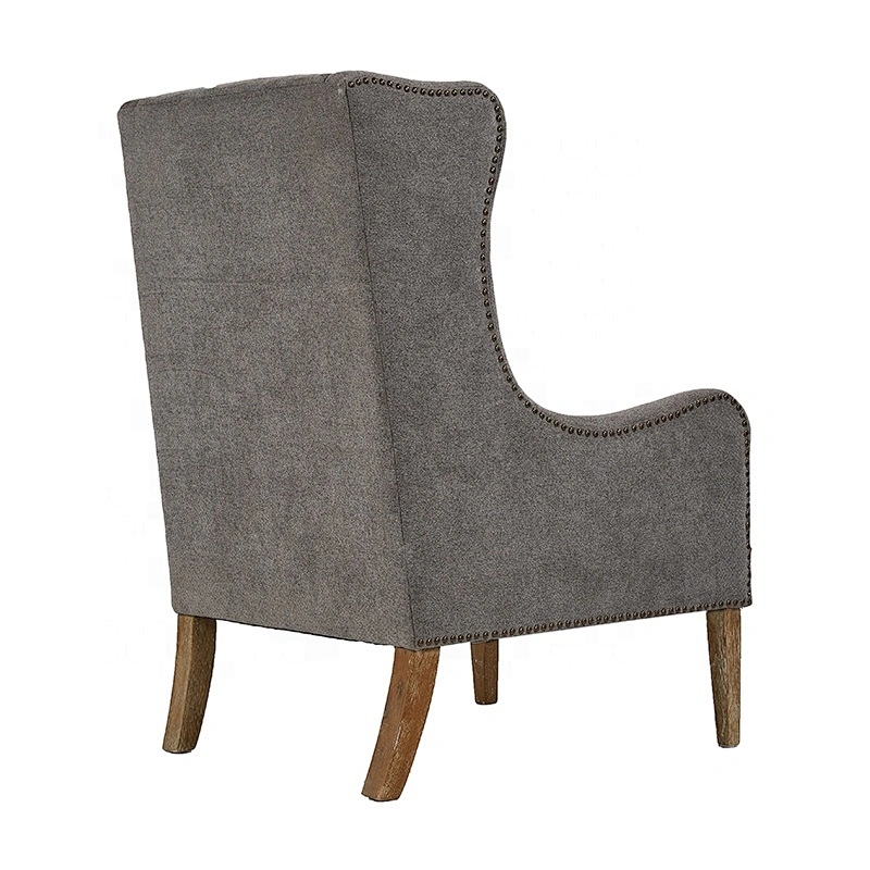New Design Wooden Linen Antique Single Seater Sofa Chair Wooden Wing Back Chair