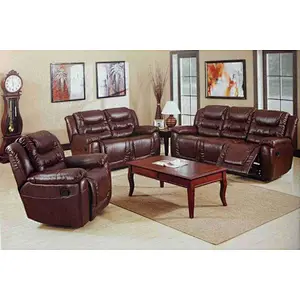 Brown leather six-person + lying healthy and comfortable multi-function living room corner recliner sofa set