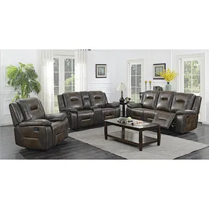 Hot selling 2019 Newest modern style high quality contrast stitching design leather sectional recliner sofa set