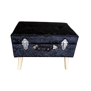 Modern Design Lovely Fashion Yellow Colorful  Velvet Suitcase Shape Ottoman For Living Room