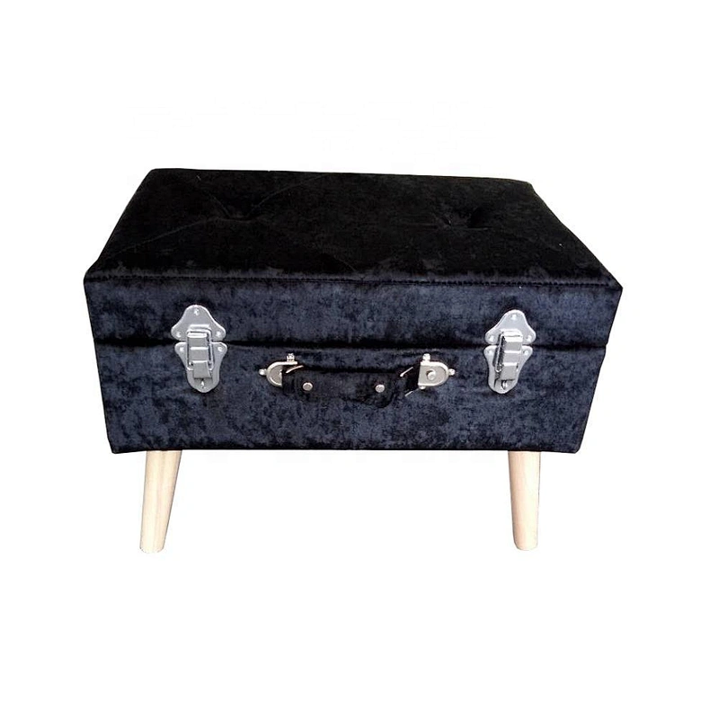 Modern Design Lovely Fashion Yellow Colorful  Velvet Suitcase Shape Ottoman For Living Room