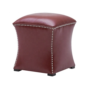 Red leather small modern style simple storage living room square coffee table Ottoman