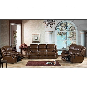 Indian old luxury leather belt retro beautiful bubble nail multi-function with drop down USB recliner sofa set