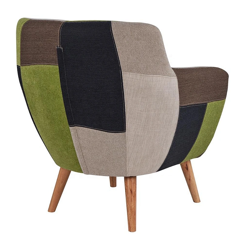 High-end home furniture leisure chair wooden legs frame fabric chair soft living room chair