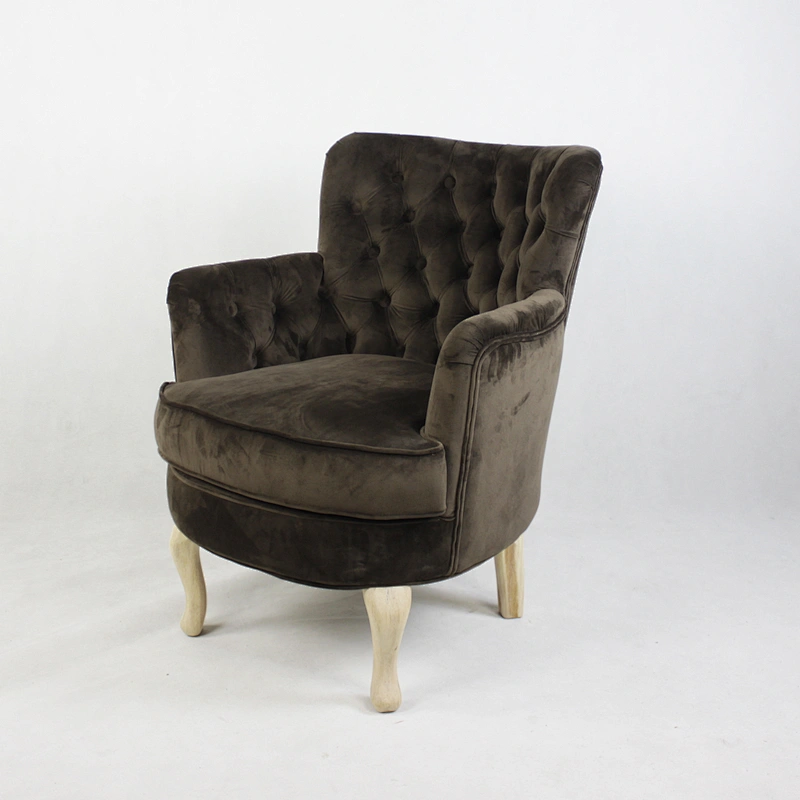 Modern cute style comfortable flannel with healthy pull buckle design wooden living room single chair