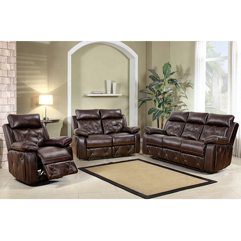 American Style Factory  Supplier Wholesale  Price Living Room Sofa Leather Manual Recliner Sofa