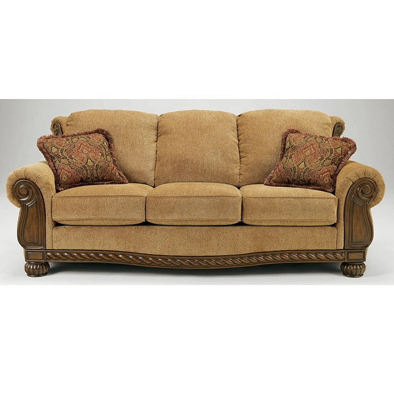 Factory Price  High-end Antique Living Room Furniture Solid Wood Sofa With Three-seat