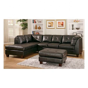 Frank furniture luxury sectional leather sofa and corner sofa european style  modern sofa with chaise lounge and ottoman