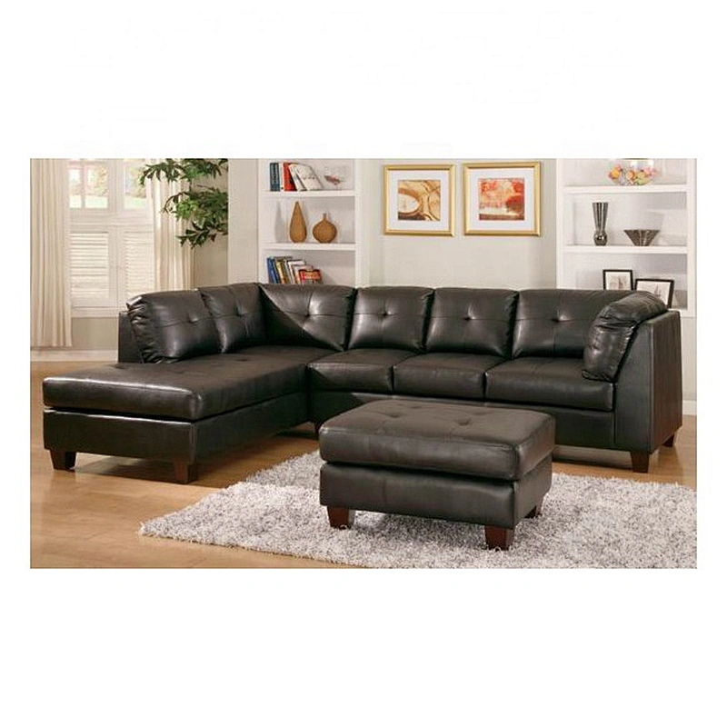 Frank furniture luxury sectional leather sofa and corner sofa european style  modern sofa with chaise lounge and ottoman