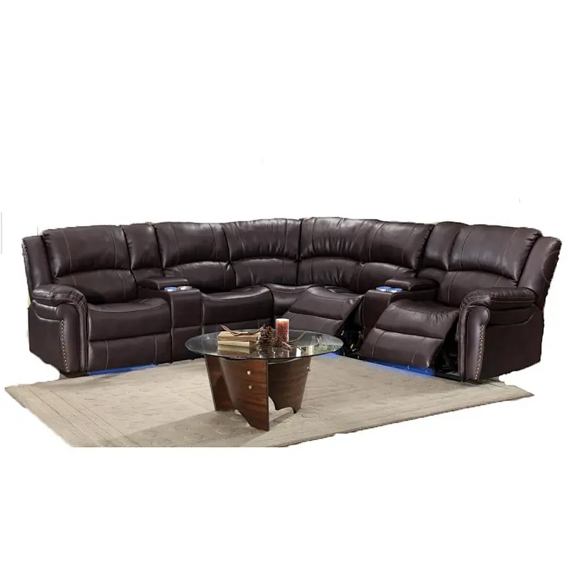 2019 New design air leather electric recliner sectional sofa set