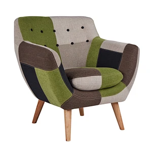 Contrast stitching design Living room furniture high quality Solid wood with Beautiful pull buckle chair