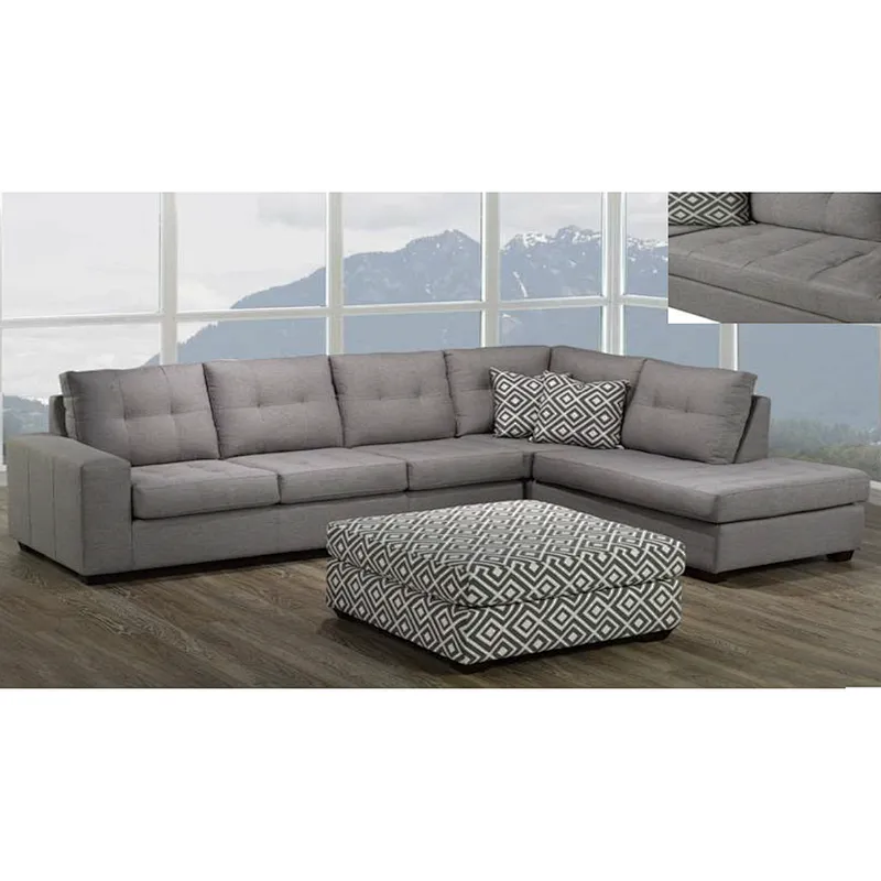 Modern minimalist style Asian hot gray comfortable soft sponge three-seat sofa with double chaise living room sofa