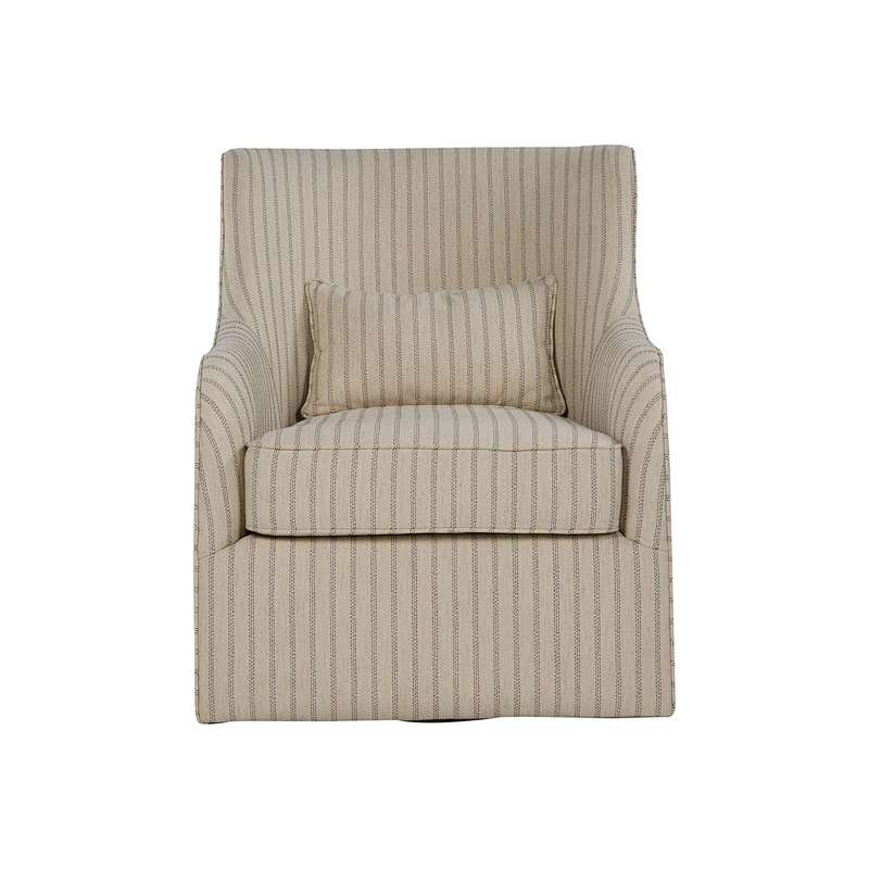 Modern design light striped linen sponge cushion rotatable living room furniture single chair