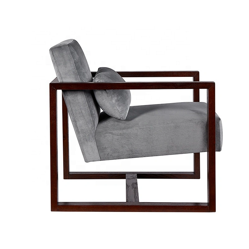 Wood Frame Leisure Fabric Upholstered Comfortable Living Room Arm Chair