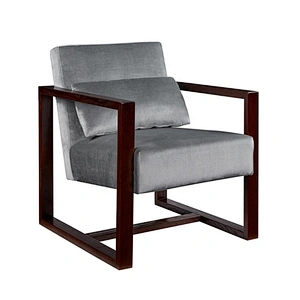New Model High Quality Living Room Furniture Wooden Frame Grey Velvet  Material Sofa Chair