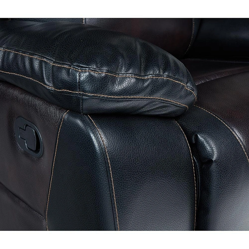 New Design High Quality Black Air Leather Living Room Furniture  Recliner Sofa Set