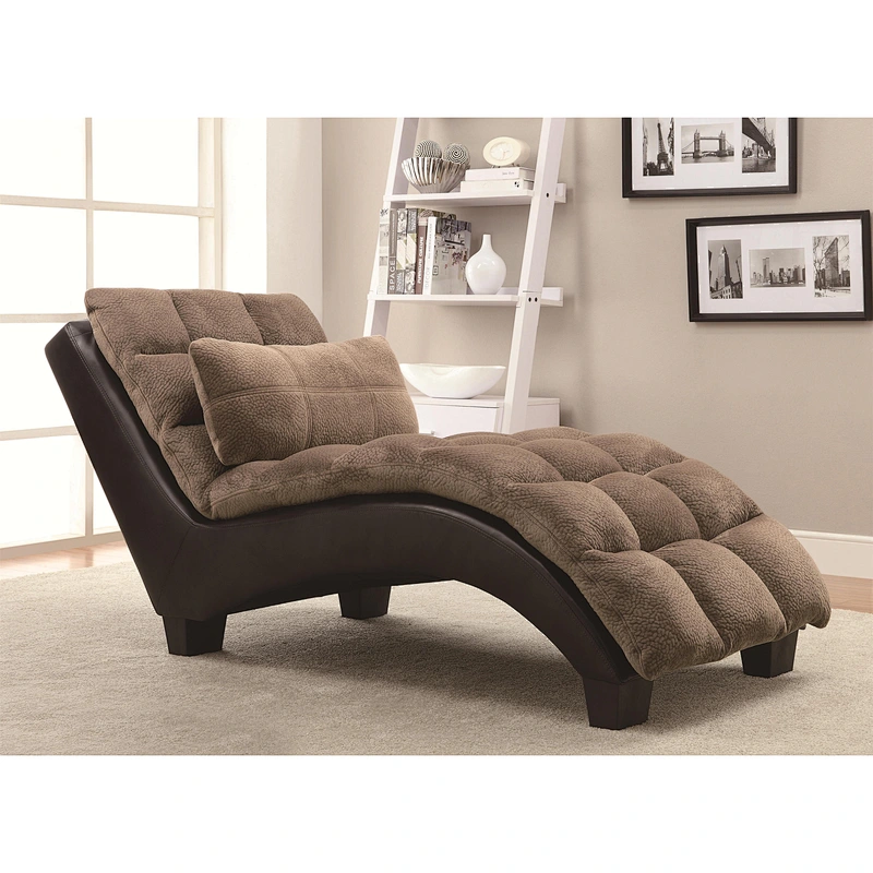 High quality black leather, simple curved design, beautiful and comfortable sponge cushion living room chaise lounge