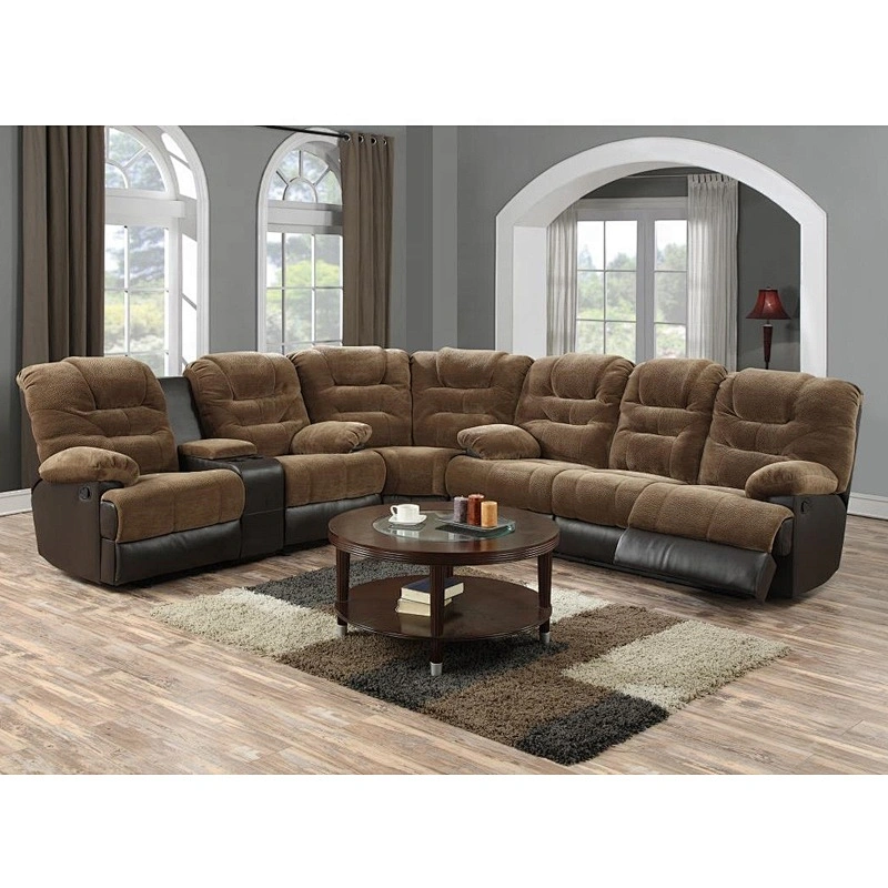 Hot selling corner recliner sofa with cup holder fabric and leather recliner sofa home furniture sectional trend recliner chair