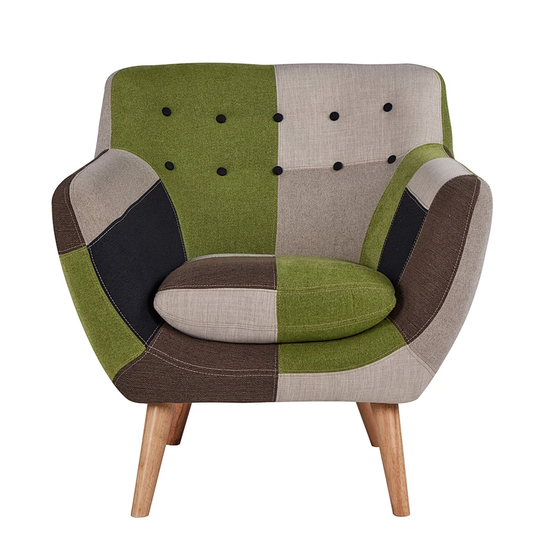 Contrast stitching design Living room furniture high quality Solid wood with Beautiful pull buckle chair