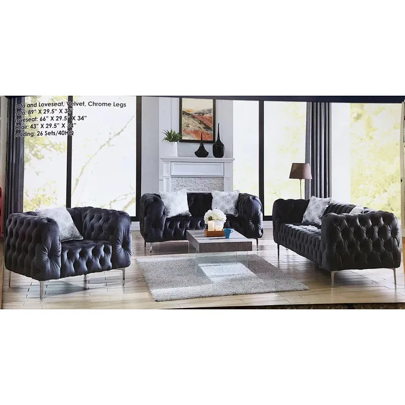 Light gray high quality European modern style sponge cushion low armrest seven seat living room sectional sofa