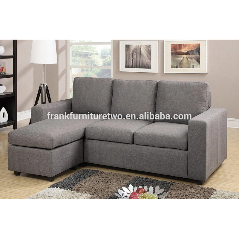 Quality living room furniture gray comfortable linen comfort sponge with chaise longue small sectional sofa
