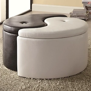High Quality Fancy ottomans OEM white and black patchwork stool bench ottomans