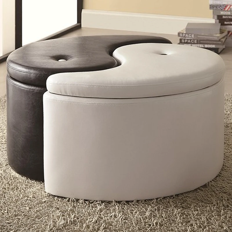 High Quality Fancy ottomans OEM white and black patchwork stool bench ottomans