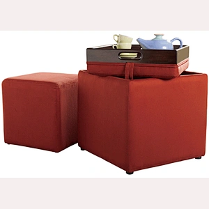 Factory price gray coffee table blue leather ottoman footstools and ottomans