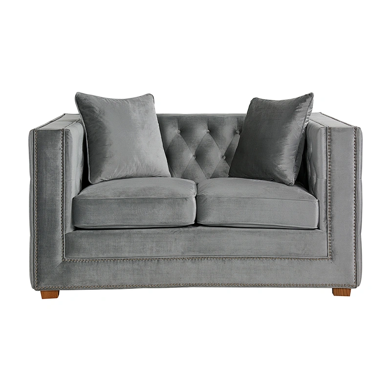 Brown solid wood feet high quality luxury design sponge cushion beautiful living room loveseat sofa