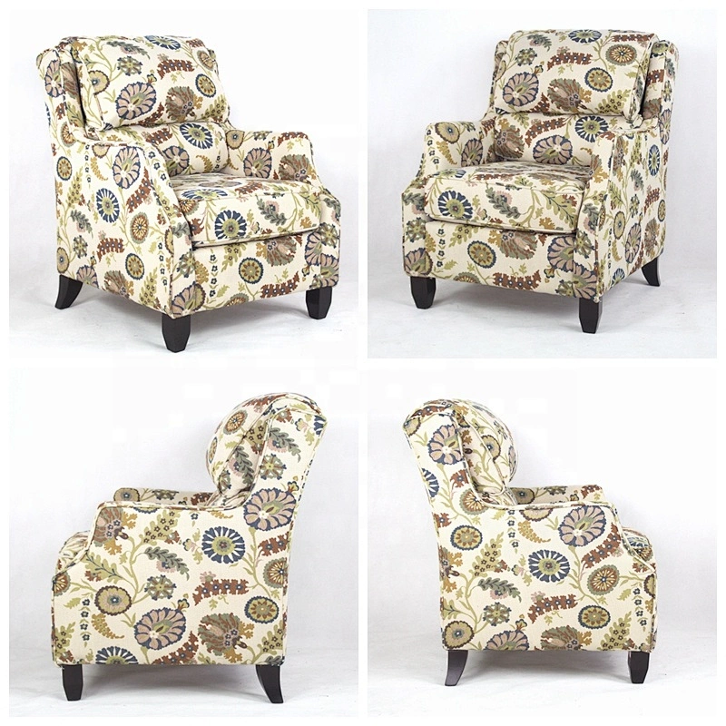 Professional china factory armchair single sofa chair with floral fabric home furniture chair