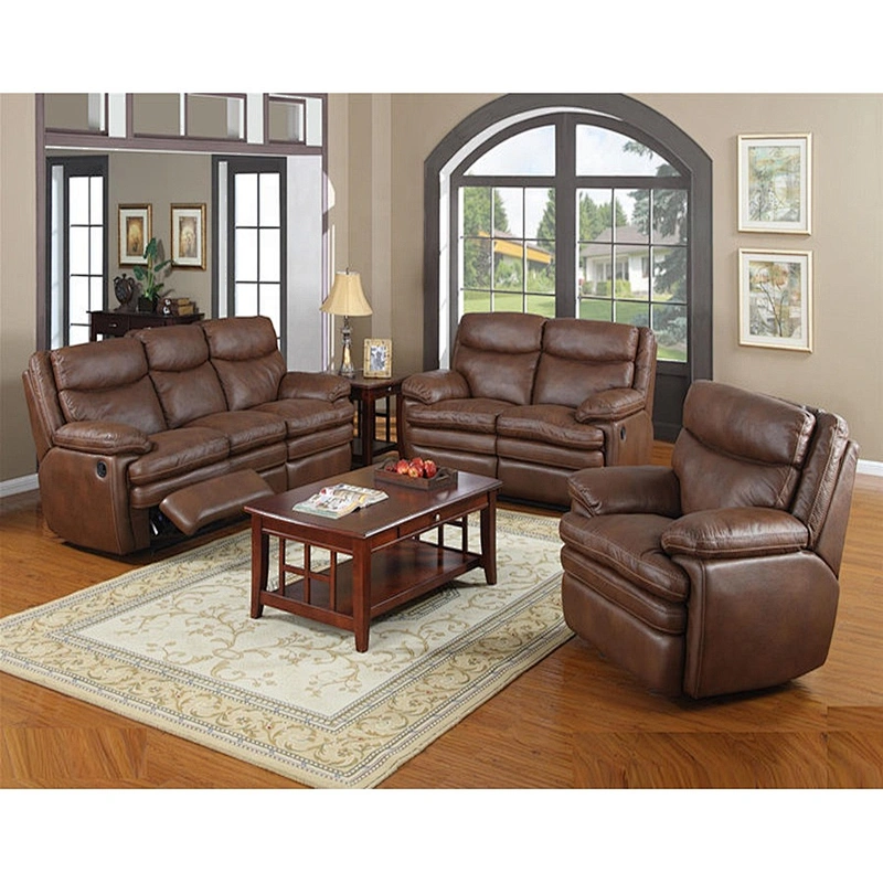 Cheap Factory Direct Price Living Room Furniture Luxury Leather Recliner Sofa Set