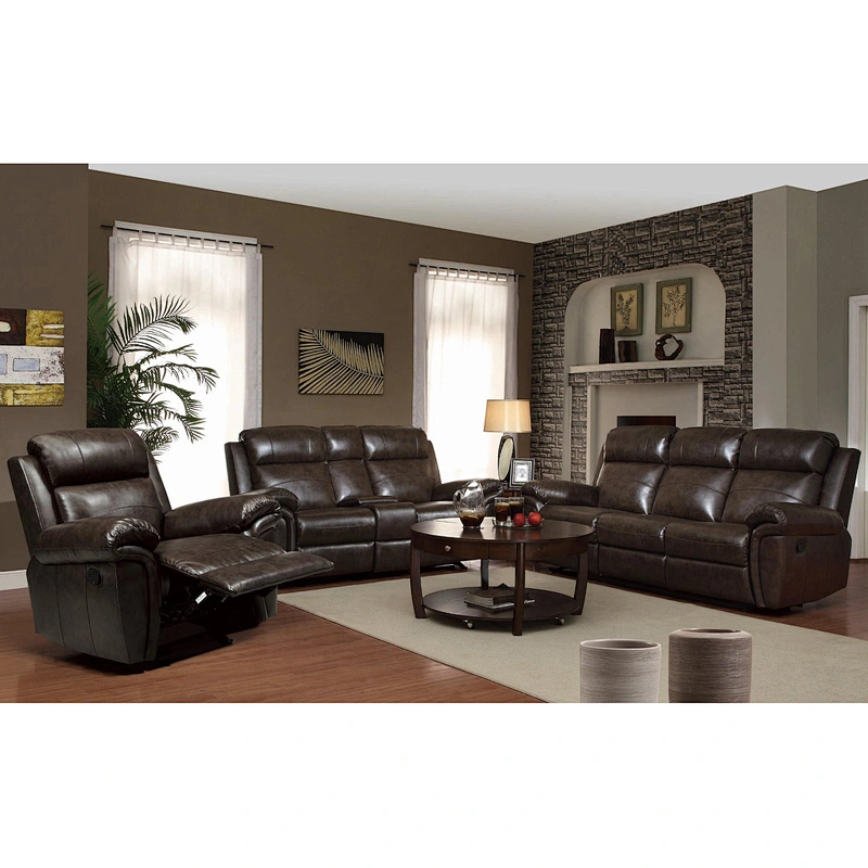 2019 hot selling living room Design sense multi-function manual high quality leather recliner sectional sofa
