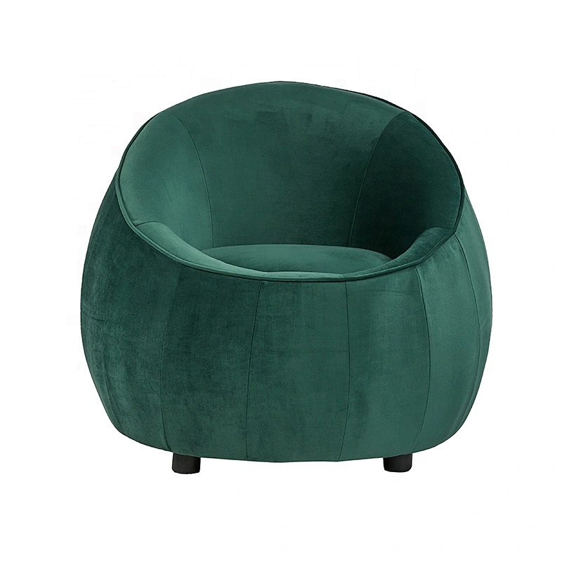 Modern Designs Furniture Popular Green Velvet Upholstery Round Single Seat Accent Chair for Living Room