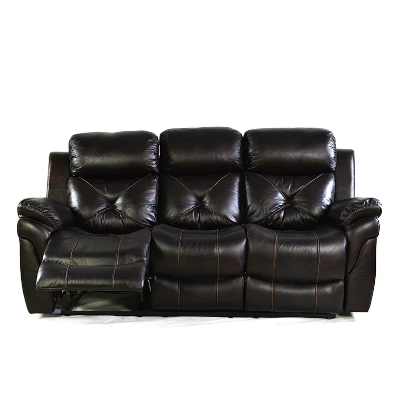 2019 hot selling Reasonable and healthy design with pull the big backrest leather recliner sectional sofa