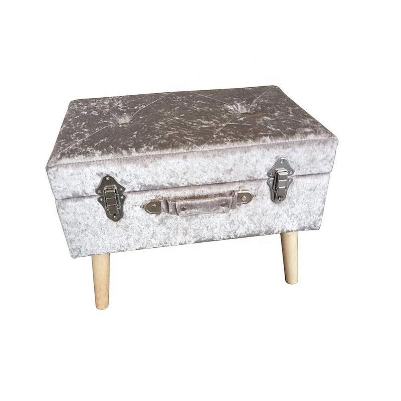 Modern Design Lovely Fashion Yellow Colorful  Velvet Suitcase Shape Ottoman For Living Room