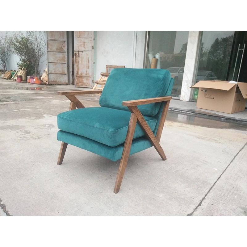 Frank furniture wholesale living room furniture set armrest  velvet fabric wooden KD leisure accent dining chair