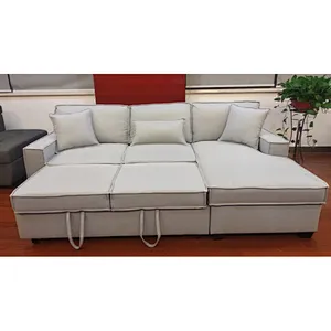 White modern style high quality sponge small storage function living room sofa bed