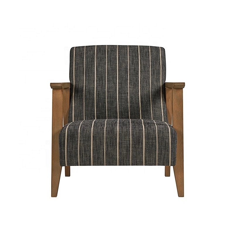 New Fashion Rubber Wood Frame Leisure Fabric Upholstered Comfortable Living Room Arm Chair