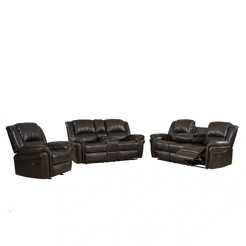 American Style Factory  Price Living Room  Furniture Leather Manual 3+2+1 l Recliner Sofa