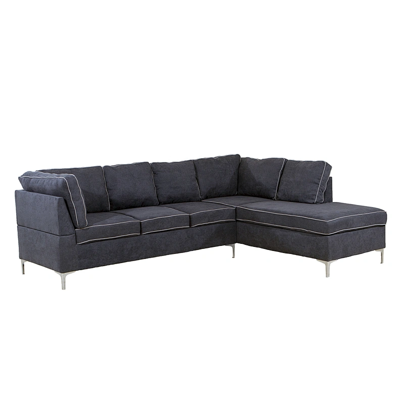 High quality comfortable cloth healthy sponge cushion metal feet modern minimalist style with chaise sofa