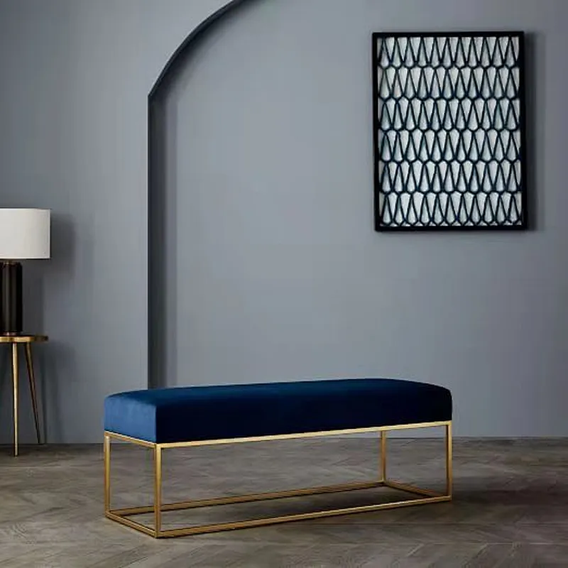 2019 Newest custom made modern style beautiful simple and elegant metal foot bench ottoman