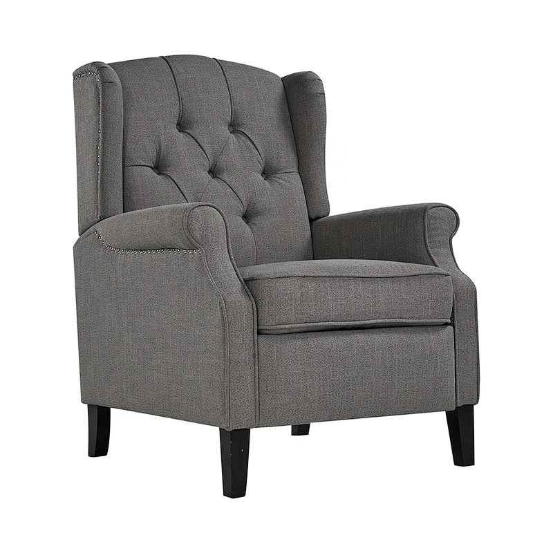 New Model Red Linen High Back Sofa Chair With Buttons For Living Room