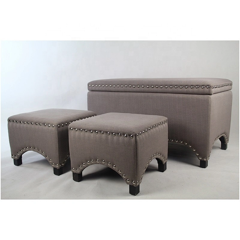 Wholesale Indoor Living Room Furniture Storage Ottoman Bench Comfortable Fabric /Leather Stool Ottoman